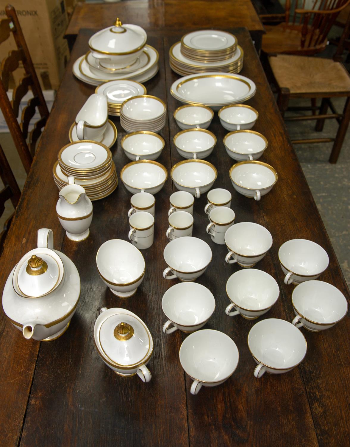 Royal Doulton Royal Gold part dinner and coffee service, printed marks to base, to comprise tea pot - Image 5 of 5