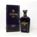 Ballantines Very Old Rare 21 Year Old Scotch Whisky in Blue Ceramic Decanter Carton