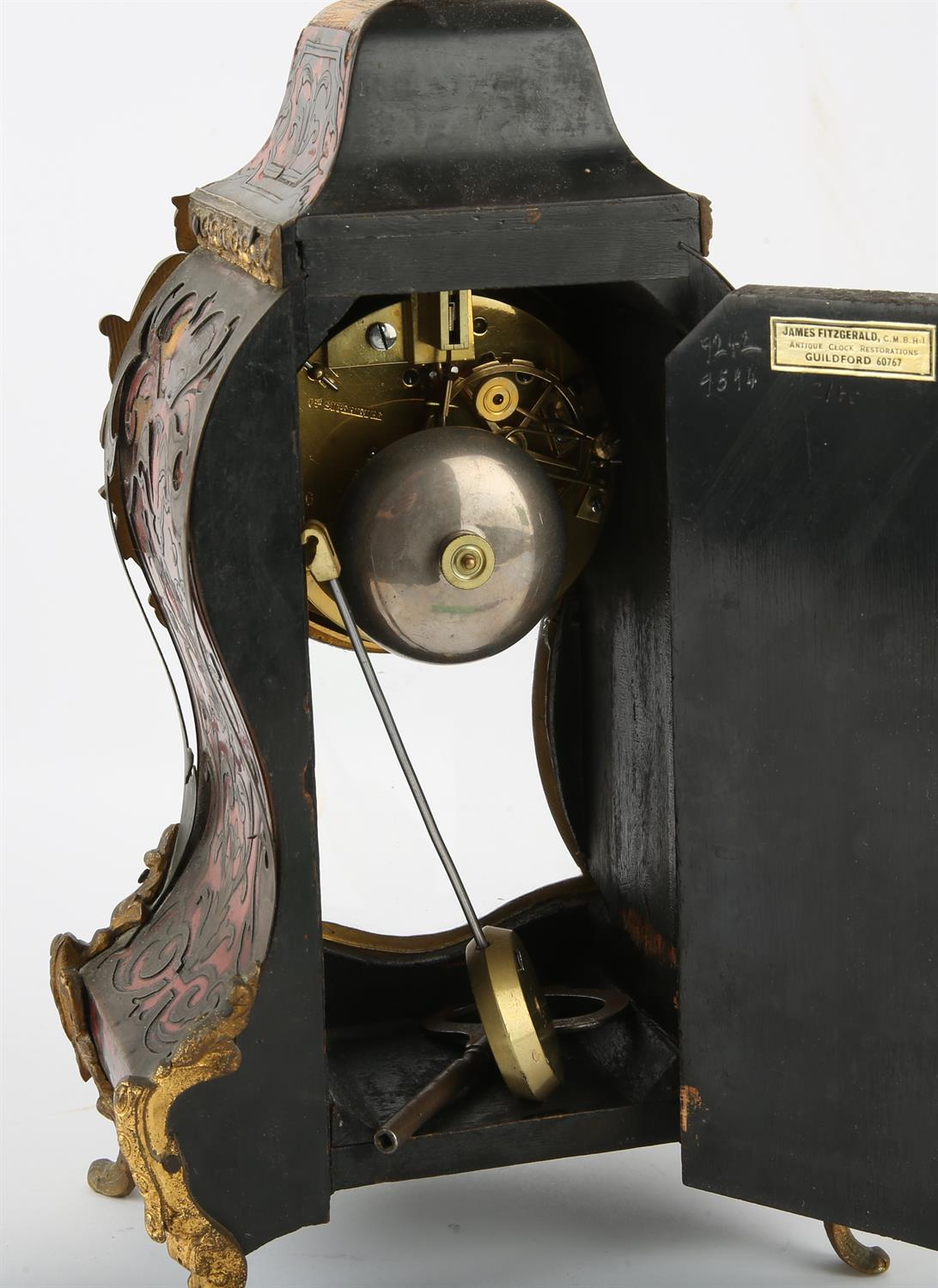 Late 19th century French bou6lle mantle clock, the dial signed Berger A Paris, H 30cm and a black - Image 2 of 7