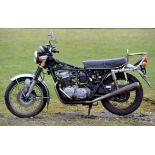 Motor Bike, Honda 750 Four, blue chassis. Registration number NPJ 10R. Comes with together with a