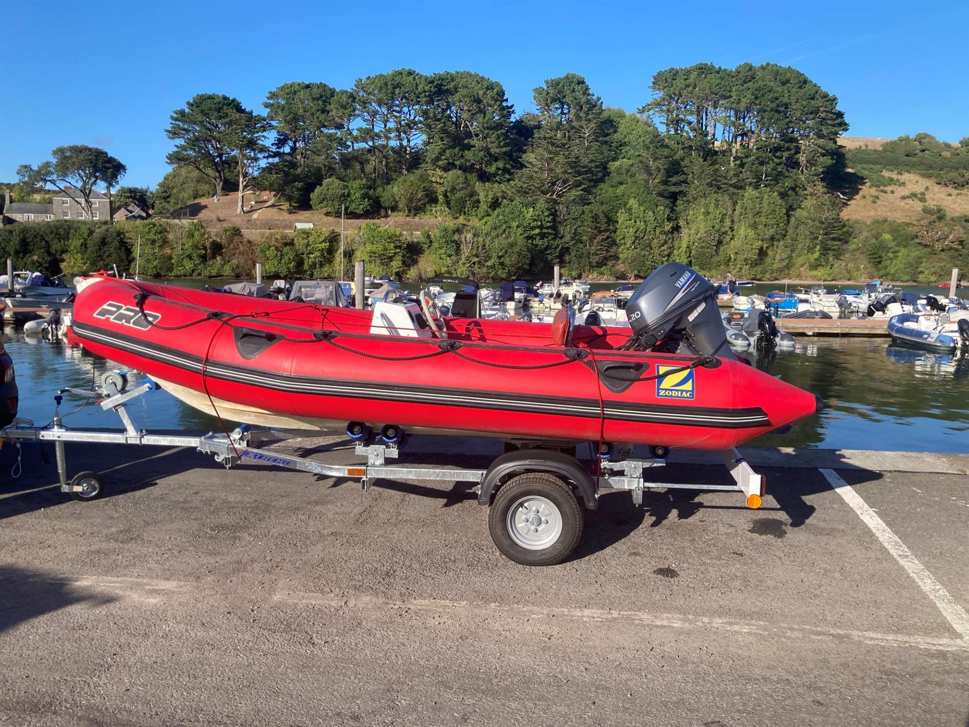 4.2 metre Zodiac Pro Rib Motorboat. With 20HP Yamaha 4 stroke outboard engine. In very good order