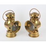Pair of Joseph Lucas Ltd(Birmingham) Burbury(Birmingham) brass Vintage Veteran Motor car lamps with