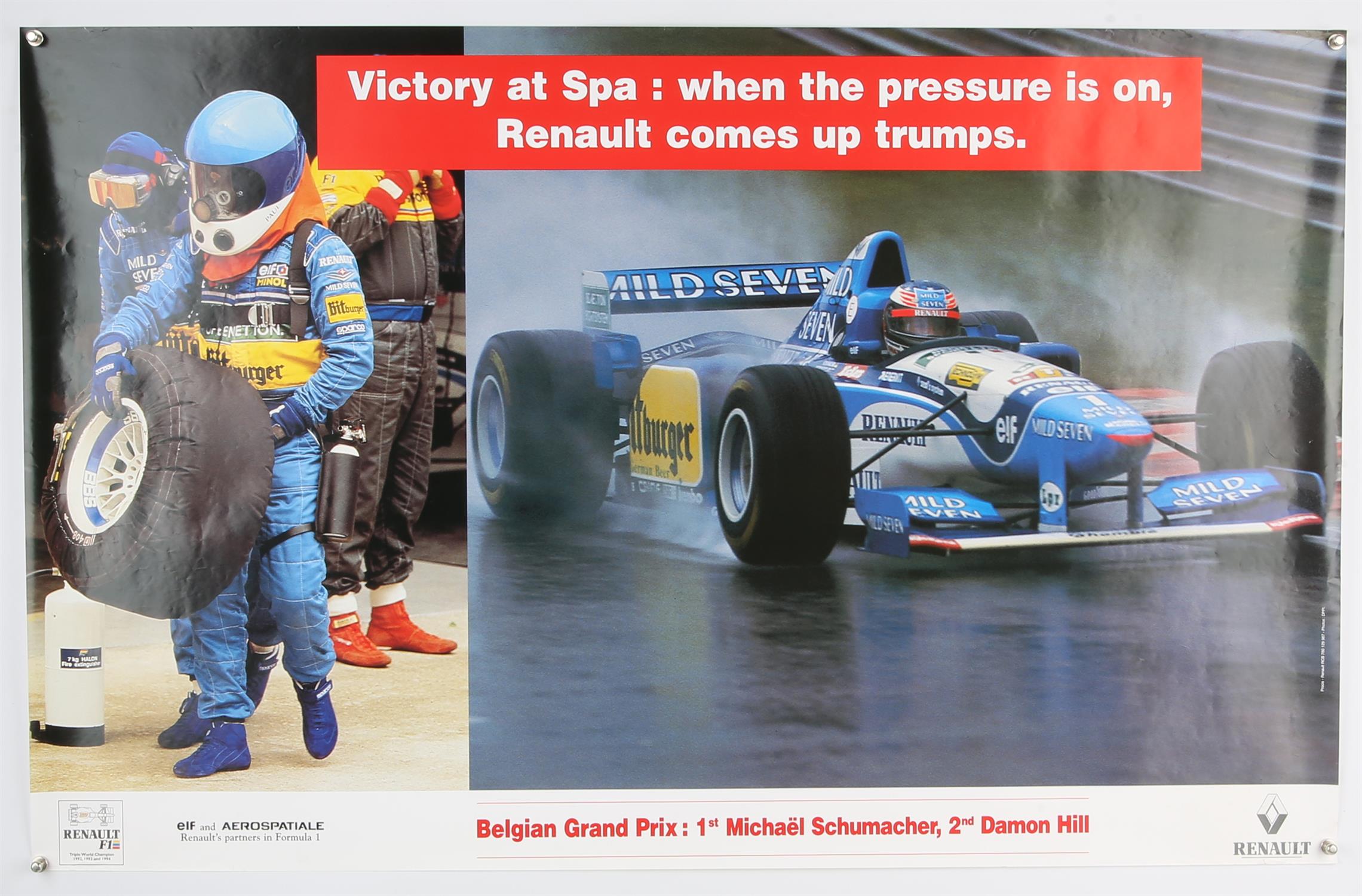 4 x F1 Renault racing promo posters - Includes 'Unforgettable Ayrton' Senna, Belgian Grand Prix