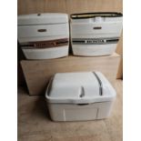 Two Vintage cream painted Motor Cycle Honda Luggage Top Box boxes and one other(3)