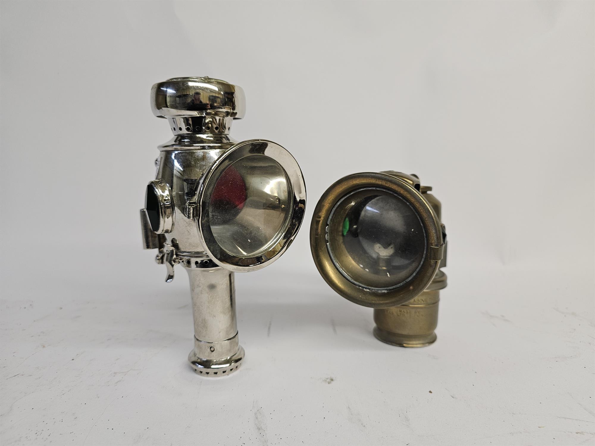 Joseph Lucas - Pair of Brass and Chrome lights (2).