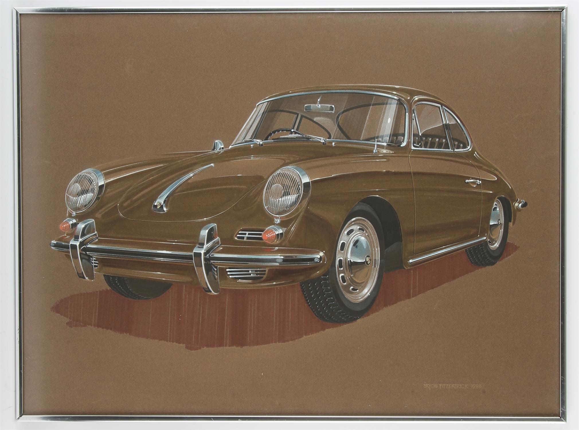 Bryon Fitzpatrick (1931-2015) - An Original Canson Rendering of a Classic Porsche 356 in Brown.