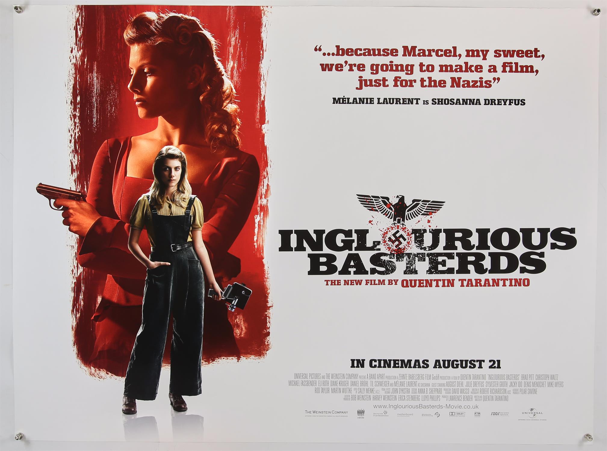 Inglourious Basterds (2009) Five British Quad film posters, alternate styles, and a One Sheet, - Image 4 of 6