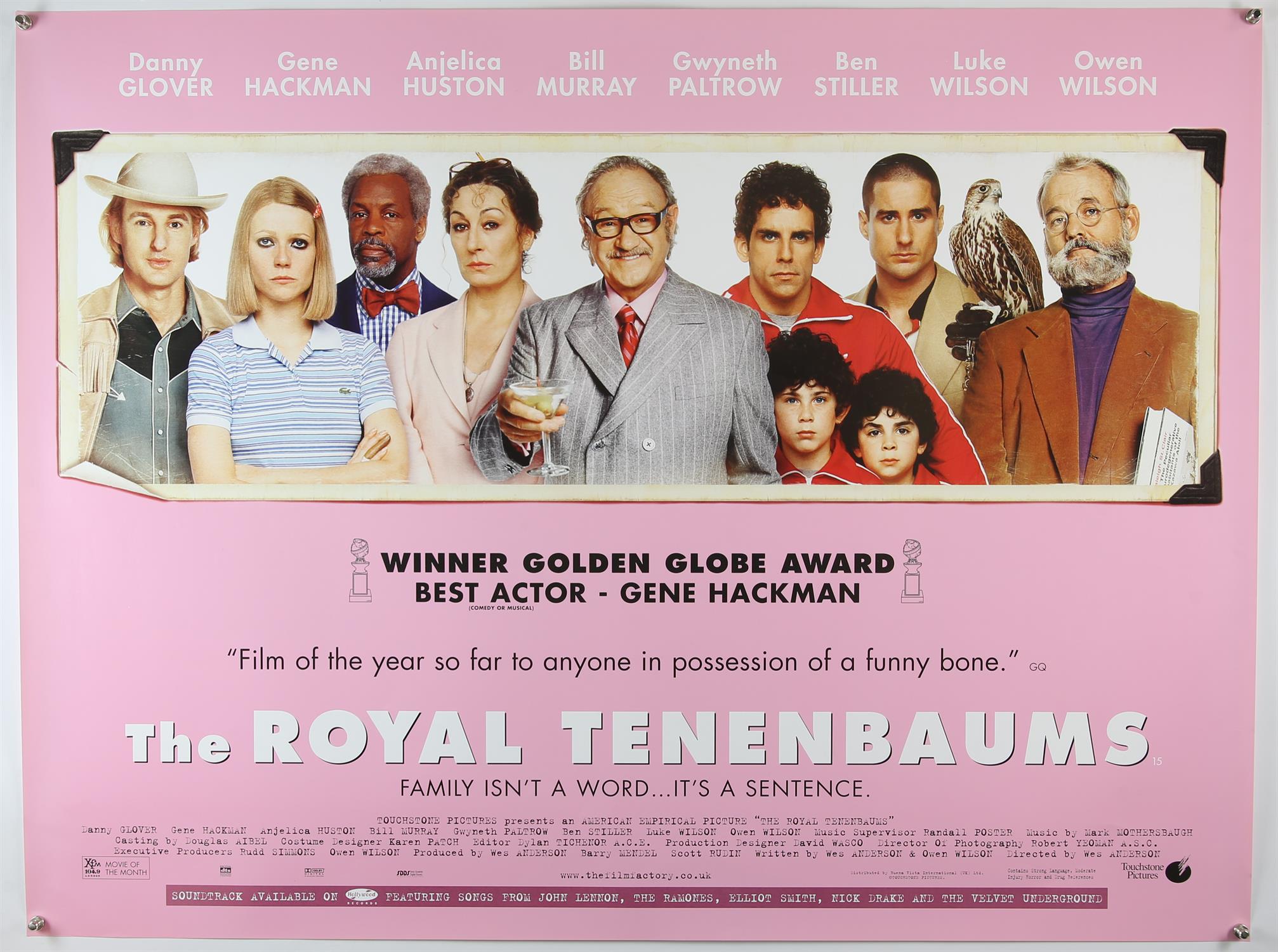 Ten British Quad film posters: Wes Anderson’s The Royal Tenenbaums (2001), Night Watch (2004),