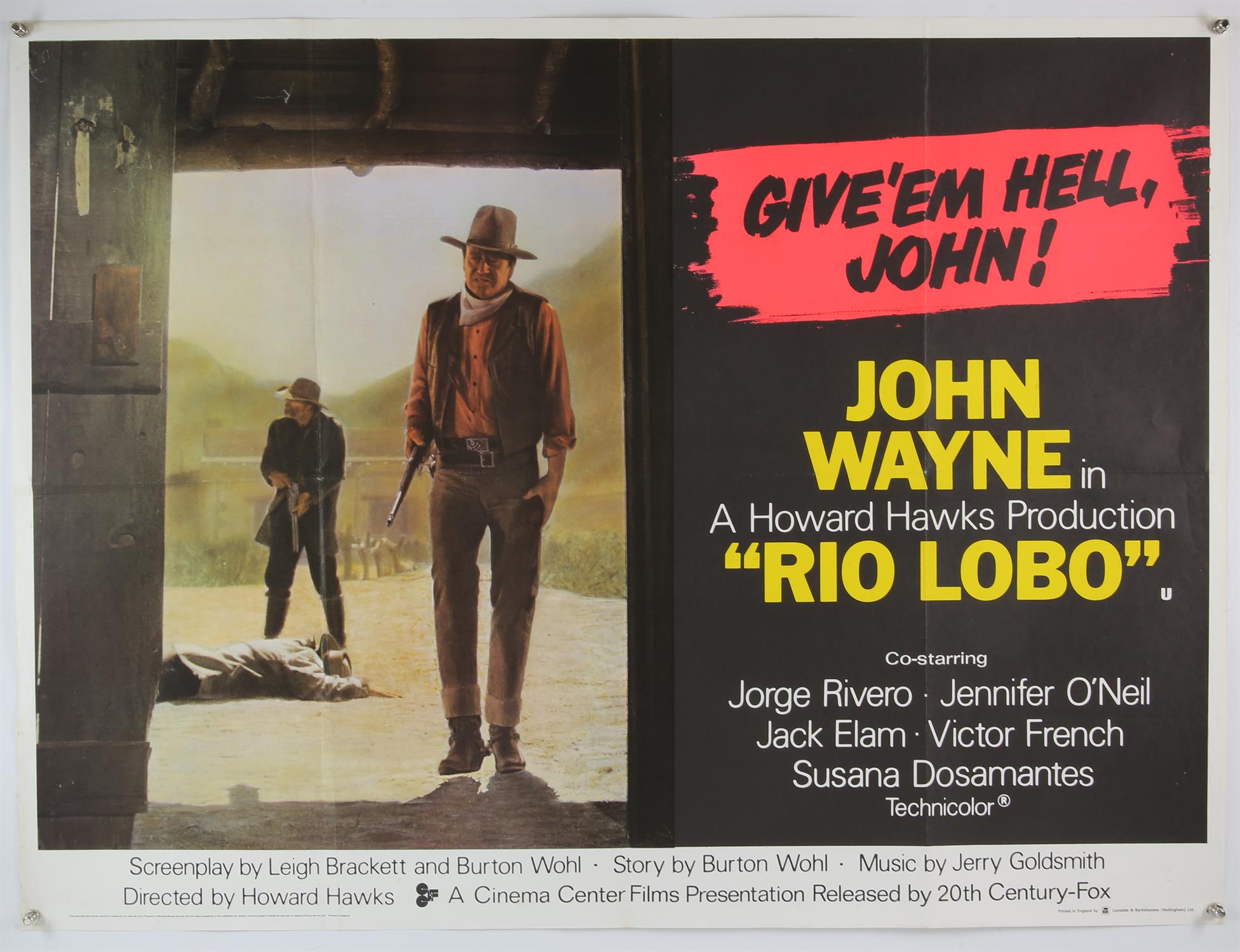 11 British Quad film posters for film titles including: "Rio Lobo" starring John Wayne,