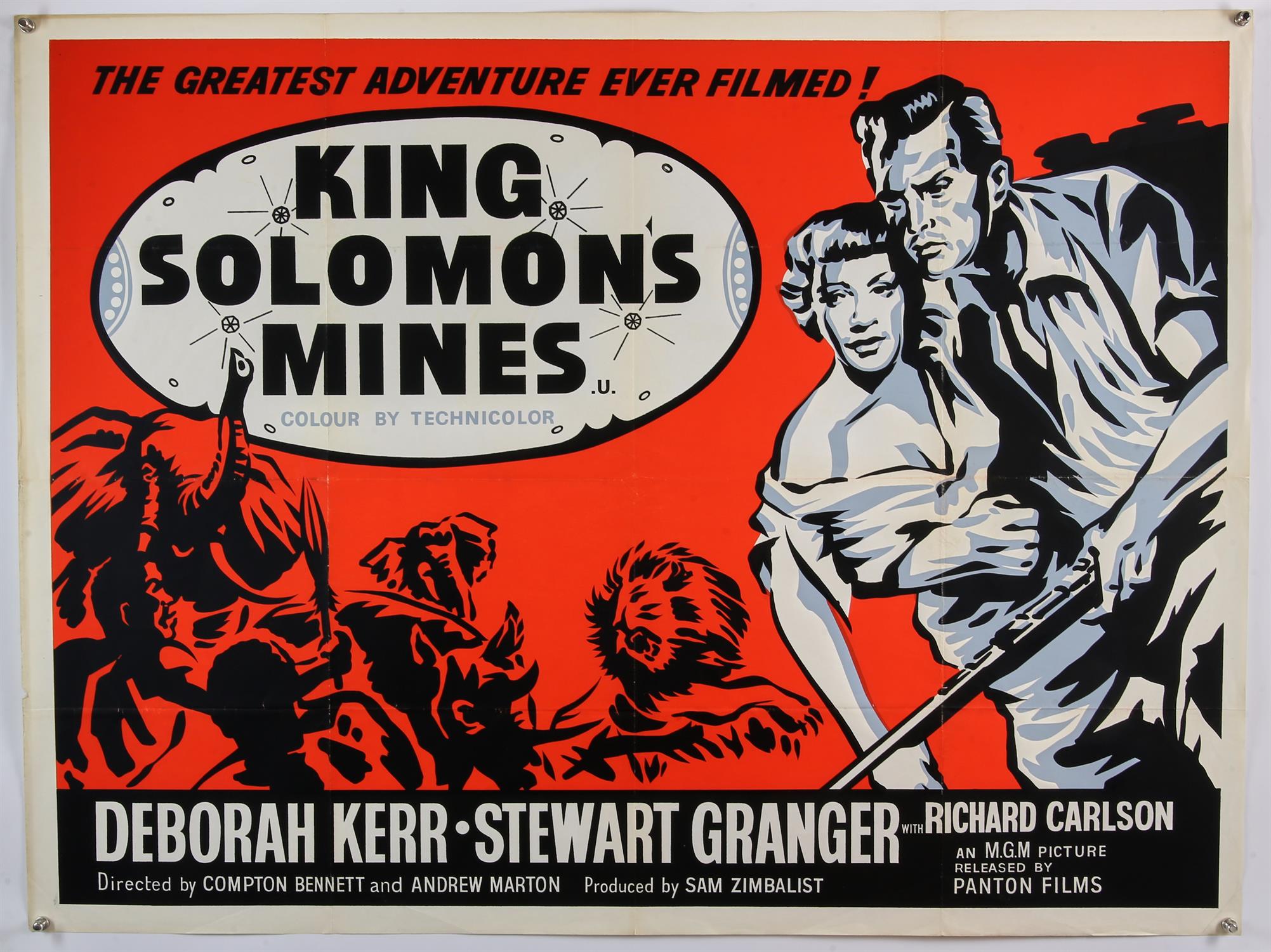 King Soloman's Mines (R-1960's) British Quad film poster, starring Deborah Kerr and Stewart Granger,