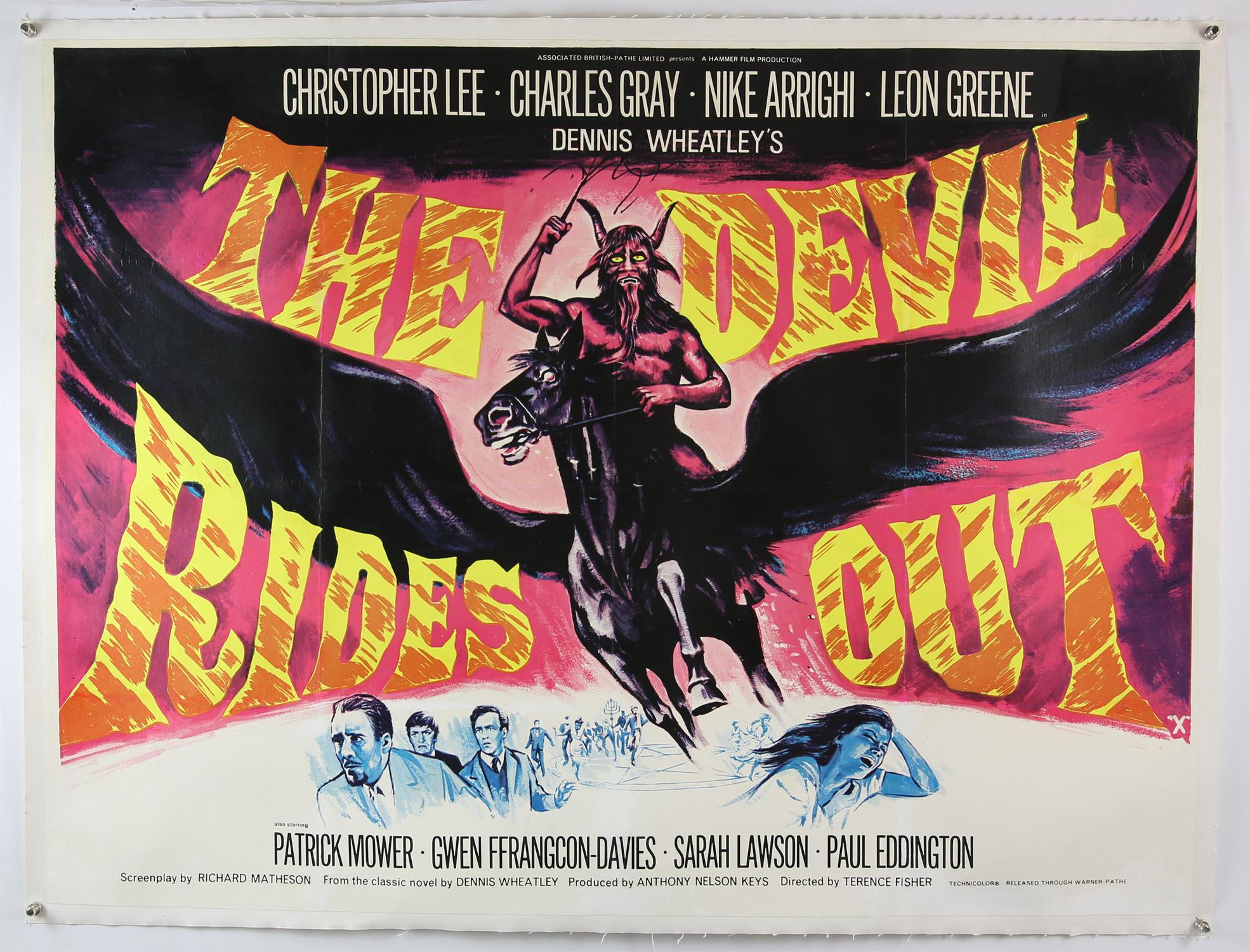 The Devil Rides Out (1968) British Quad film poster, Hammer Film Production starring Christopher