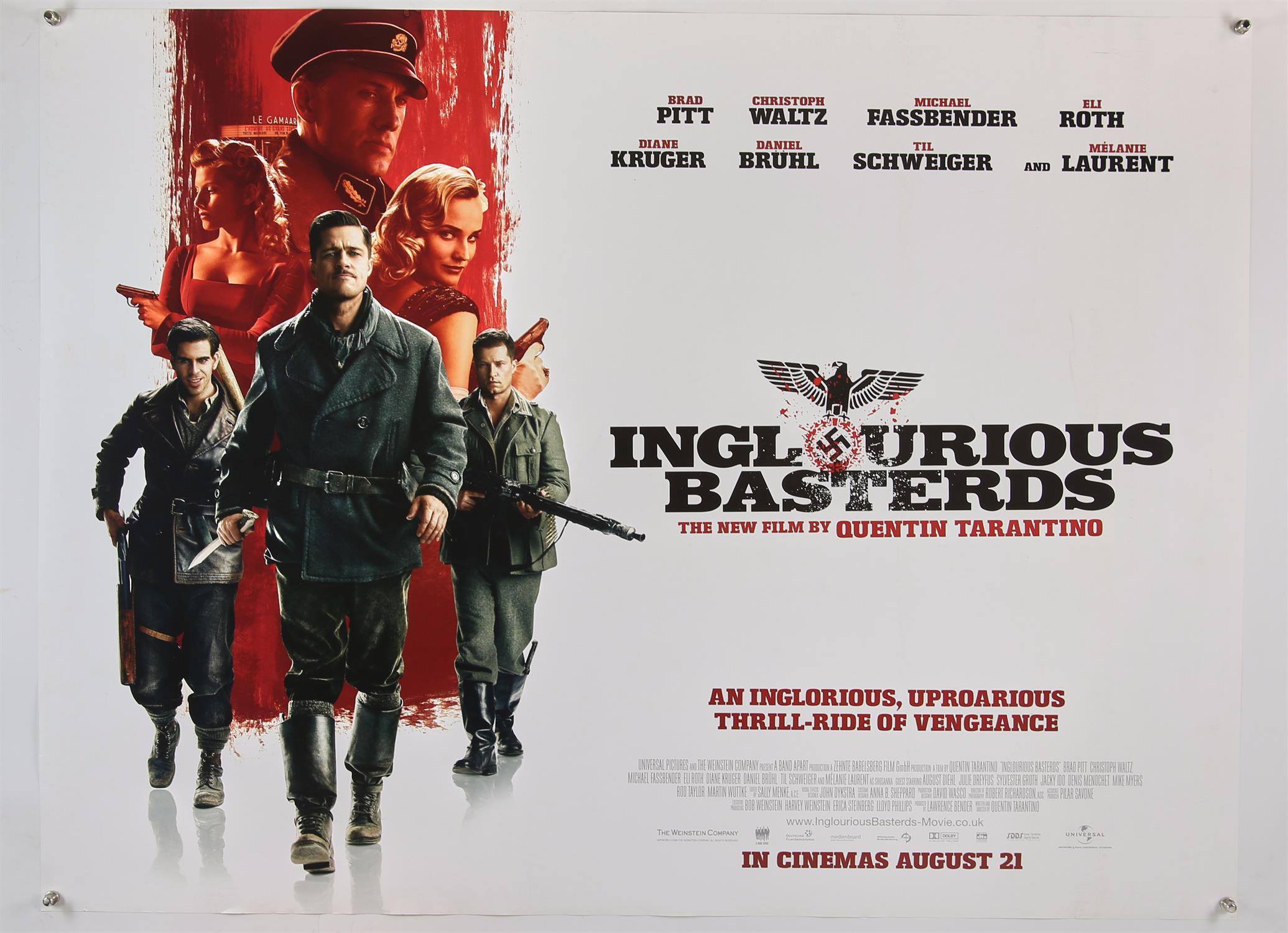 Inglourious Basterds (2009) Five British Quad film posters, alternate styles, and a One Sheet,