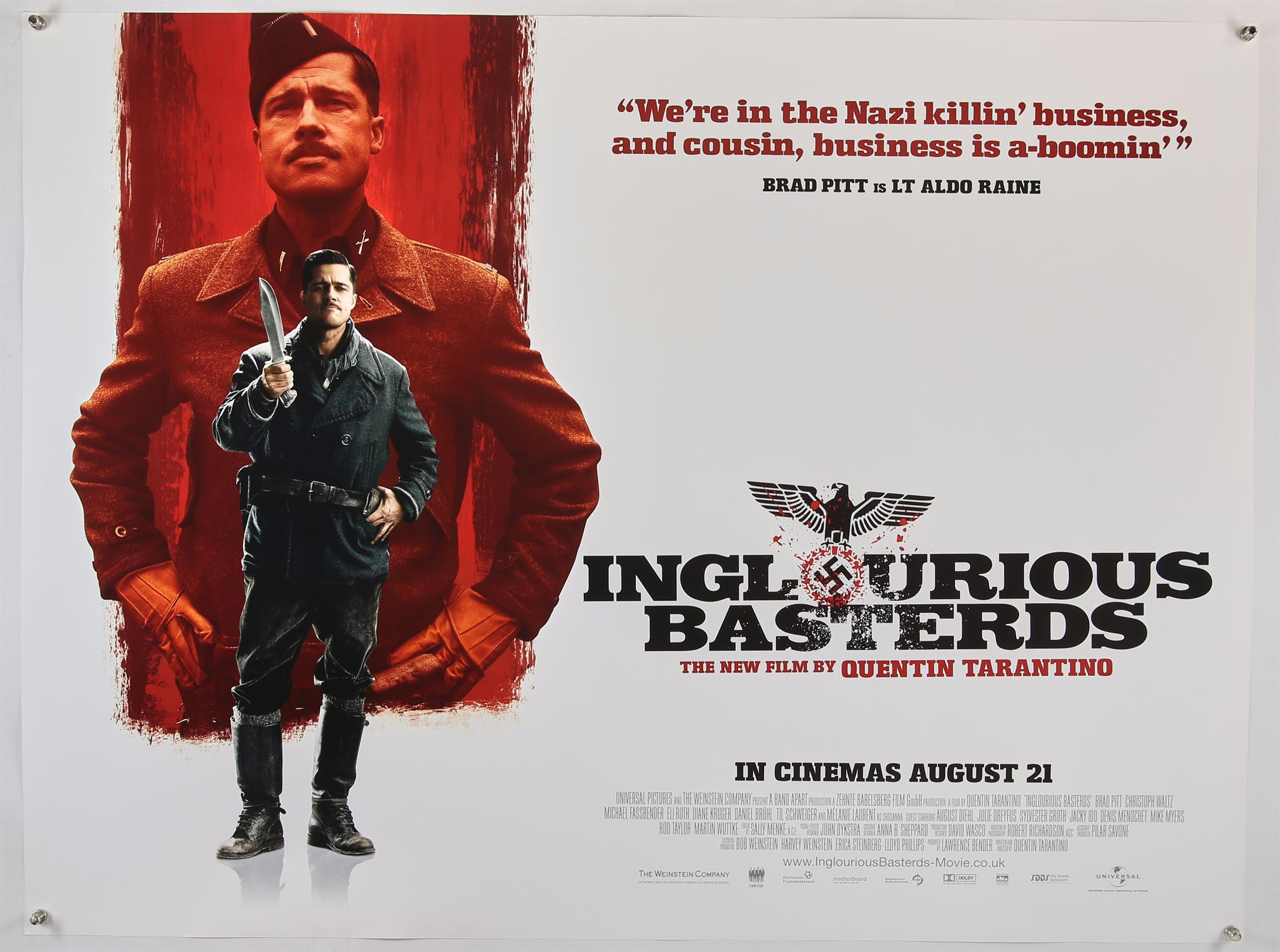 Inglourious Basterds (2009) Five British Quad film posters, alternate styles, and a One Sheet, - Image 2 of 6