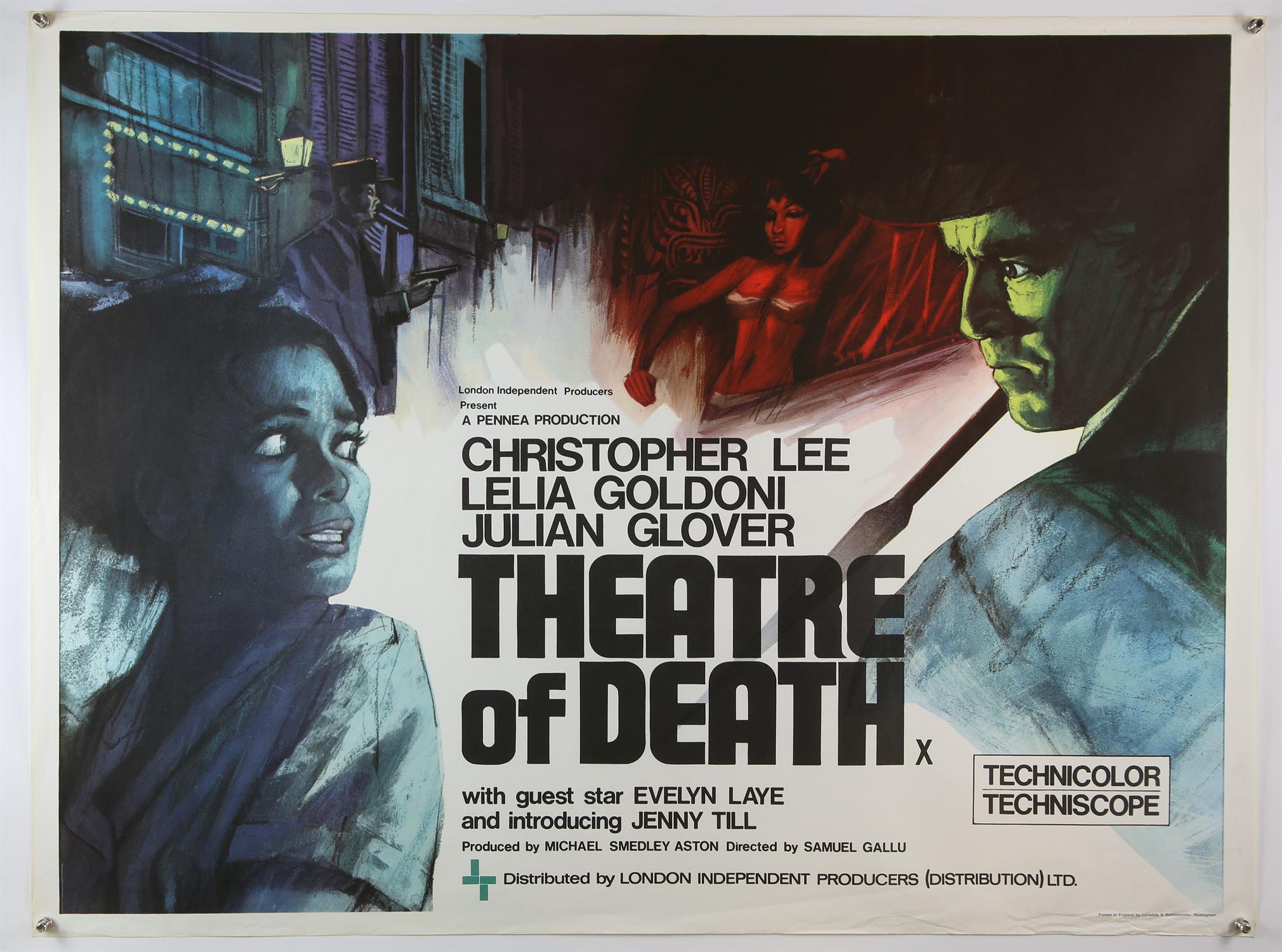 Theatre of Death (1967) British Quad film poster, horror starring Christopher Lee,