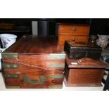 19th century mahogany stationery box together with wooden boxes