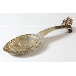 Edward VI decorated silver wine or caddy spoon import, Chester 1909