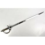 Wilkinson Sword wedding cake sword, with leather grip, enamelled guard depicting doves and the