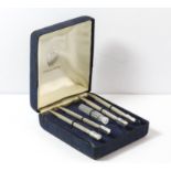 Cased set of four silver and enamel bridge pencils with spare leads by Ari Norman, Birmingham 2001.