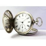 J.W.Benson Victorian silver full Hunter pocket watch, watch maker by warrant to the Queen and