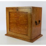 Victorian oak cabinet, with brass carrying handles, probably a stationary cabinet, locked, 36.