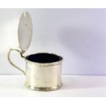 Silver drum form mustard pot, Birmingham 1910