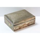 George V silver engine turned finish top silver cigarette box, Birmingham 1929.