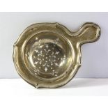 Silver tea strainer by W & F Rabone, Birmingham 1917.