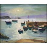 Eric Ward (British, b. 1945), 'Portscatho Nocturne', oil on board, signed lower left, 23.5 x 28.