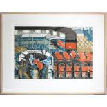 § Edward Bawden RA (British, 1903-1989), 'Cattle Market, Braintree' (1937), lithograph in colours,