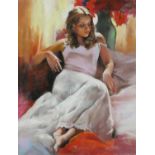 Domingo (contemporary), 'Pensitivo', pastel, unsigned, 63 x 48cm, framed, bearing labels to the