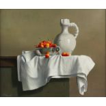 § Willem Dolphyn (Belgian, 1935-2016), 'A Silver Bowl of Cherries' (2008), oil on board,