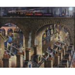 § George Callaghan (Irish, b. 1941), 'I Saw a Train', oil on canvas, signed lower left, 58 x 72cm,