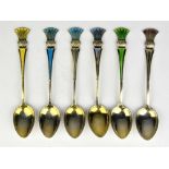 Set of 6 J.Tostrup of Norway silver and enamel spoons.