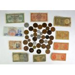 Large quantity of coins and banknotes.