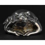 Silver covered model of a frog by Magrino with stamp to behind