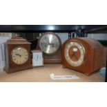 Six mantle clocks of various design, to include carriage clock, Westminster chime, etc.