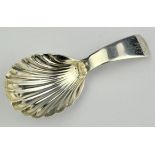 Shell bowl Georgian silver caddy spoon by Lady Silversmith Elizabeth Morley, London 1806.