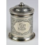 Victorian silver cannister or caddy by Hilliard and Thomason, Birmingham 1894.