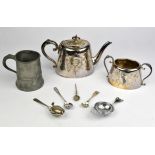 A large quantity of silver plated items to include napkin rings, teapots, trays, dishes and large