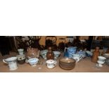 Assorted ceramics and glassware including bowls, teapot, vases, cups etc approx. 28 items in Lot.