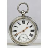 Waltham Mass movement gents silver cased 19th century pocket watch, Birmingham 1874.