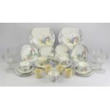 Shelly pattern No. 90911 part tea set comprising, six cups and saucers ( two cups damaged ) six