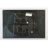 Jonathan Richard Turner, abstract composition in black and white (1987), oil and applied incision