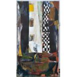 Jonathan Richard Turner, ‘‘Dubliners’, abstract with black and white chequer. Oil on canvas,