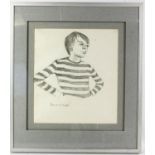 Jonathan Richard Turner, Portrait of a Boy in Striped Top. Graphite on paper, 1974.