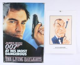 James Bond - Limited edition print signed by Sean Connery and a Living Daylights promo poster (2).