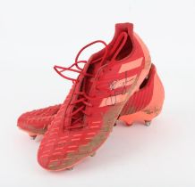 Rugby - Nathan Hughes Match Worn red Adidas boots from his Challenge Cup final match v Toulon.