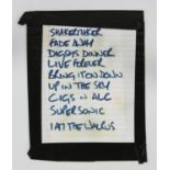 OASIS - "Definitely Maybe" Set list Handwritten by Noel Gallagher. "Definitely Maybe" set list were