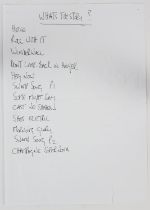 OASIS - "What's the Story?" Set list Handwritten by Noel Gallagher. "What's the Story?" set list