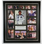 James Bond - Roger Moore signed photograph from Moonraker, mounted in a framed display,